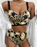 Ensemble de bikini à fines bretelles à imprimé baroque