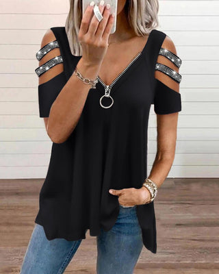 Haut à manches découpées et fermeture éclair