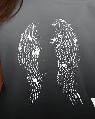 Haut à manches courtes à épaules dénudées et imprimé ailes