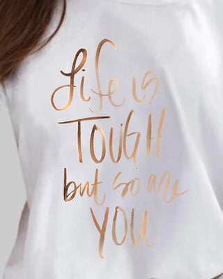 Haut à manches longues à épaules dénudées et imprimé lettre