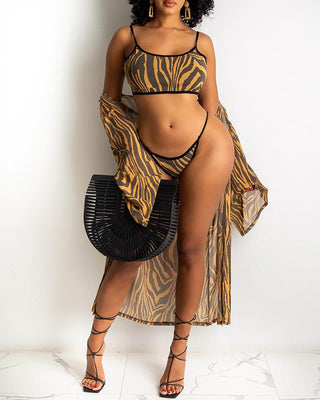 Ensemble de bikini à imprimé animal 3PCS
