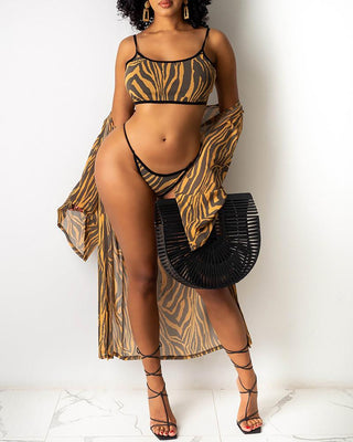 Ensemble de bikini à imprimé animal 3PCS