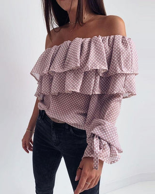 Blouse à épaules dénudées et volants