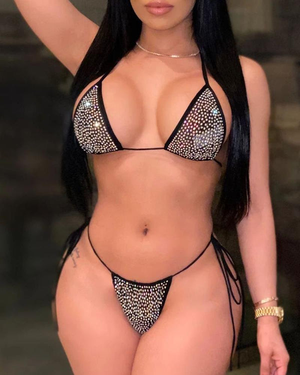 Ensemble de bikini en maille transparente 3PCS