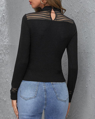 Blouse unie en maille transparente
