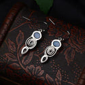 Boucles d'Oreilles Pierre de Lune Bleu Océan