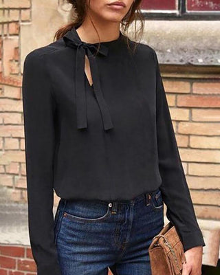 Décontracté Tie Neck Neck Casual Top