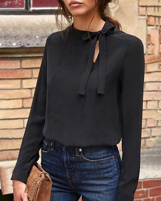 Décontracté Tie Neck Neck Casual Top