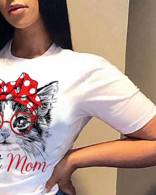 T-shirt col rond imprimé lettre animal