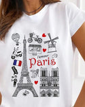 T-shirt à manches courtes imprimé Cartoon Tour Eiffel