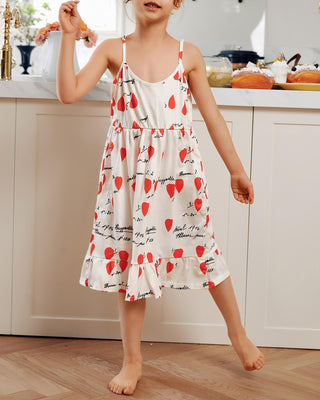 Maman et moi - Robe à bretelles spaghetti à imprimé lettre cœur pour enfants
