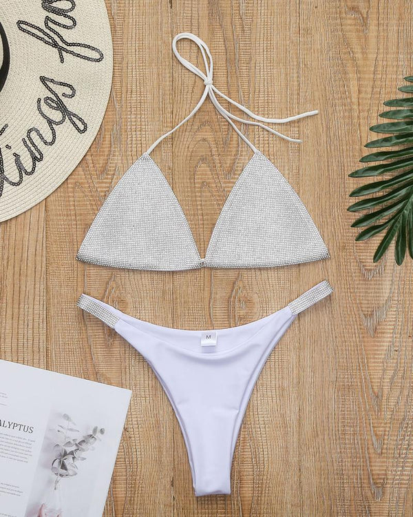Ensemble de bikini dos nu à paillettes
