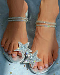 Sandales à talons blocs cloutés à motif étoile