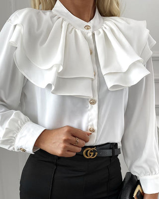 Haut à manches longues boutonné à volants