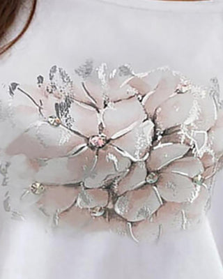 Haut à manches courtes et épaules dénudées à imprimé floral