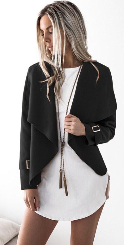 Cardigan Uni à Col Rabattu