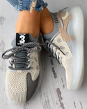 Sneaker décontracté en tricot respirant à lacets color-block
