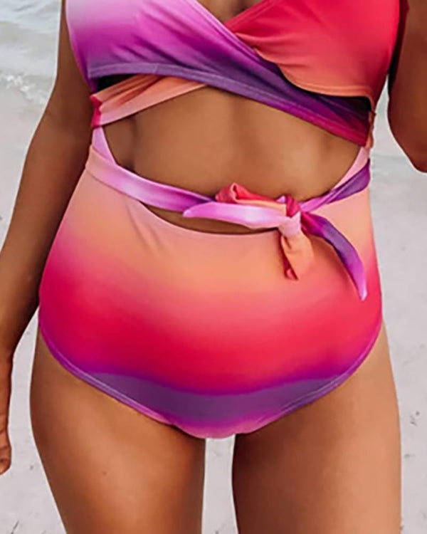 Ensemble de bikini taille haute à nouer sur le devant