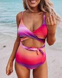 Ensemble de bikini taille haute à nouer sur le devant