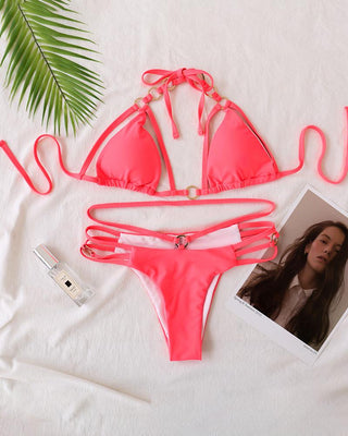 Ensemble de bikini à découpes et licou O-Ring