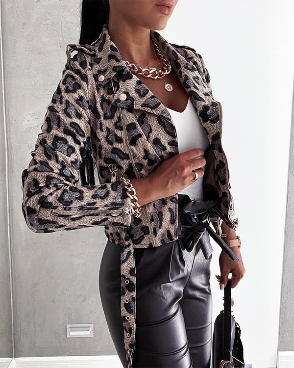 Vestes ajustées à manches longues léopard