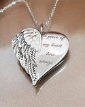 Collier à pendentif en forme de coeur avec lettre et ailes