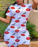 Ensemble top à manches courtes et short à cordon de serrage Lip