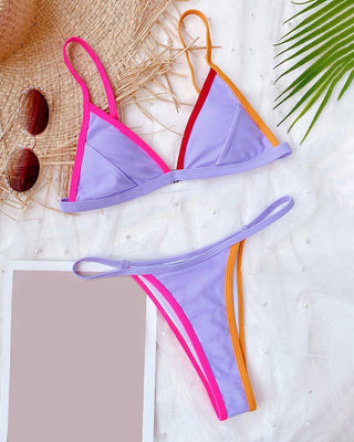 Ensemble de bikini design à bretelles color-block
