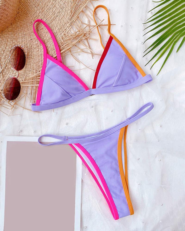 Ensemble de bikini design à bretelles color-block