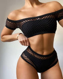 Maillot de bain bikini léopard contrasté en maille