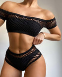 Maillot de bain bikini léopard contrasté en maille