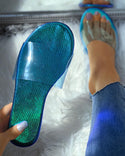 Sandales plates à bout ouvert en perspex transparent
