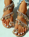 Sandales plates avec anneau d'orteil