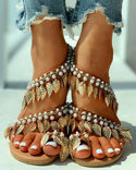 Sandales plates avec anneau d'orteil