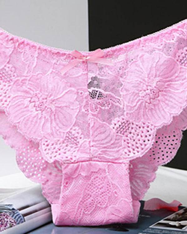 3PCS / Set Bowknot Deocr Lace Panty (couleurs envoyées au hasard)