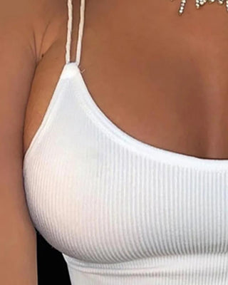 Camisole uni à bretelles spaghetti à col rond