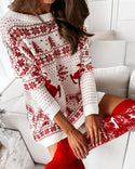 Robe en tricot à manches longues et imprimé de Noël