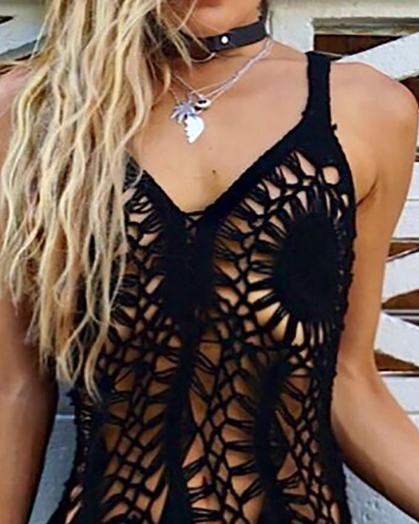 Cache-couche évidé à l'ourlet à pampilles