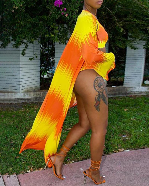 Ensemble de bikini 3PCS Colorblock avec Cover Up