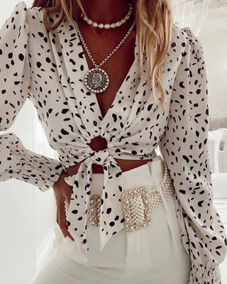 Top noué sur le devant avec joint torique et imprimé guépard