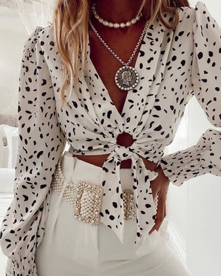 Top noué sur le devant avec joint torique et imprimé guépard