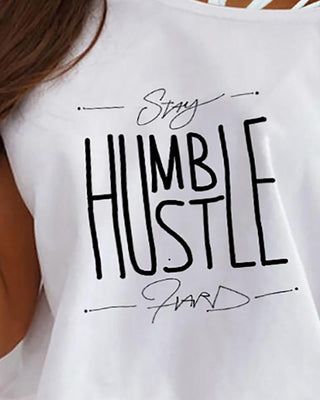 Haut à lacets découpé à manches courtes et imprimé lettre