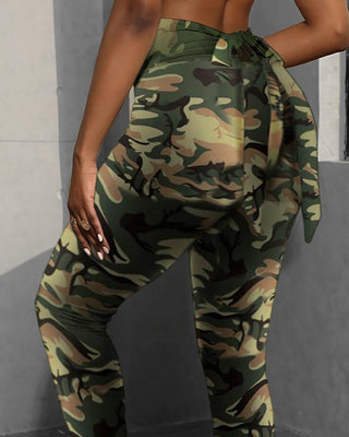 Pantalon de yoga extensible à taille haute à imprimé camouflage