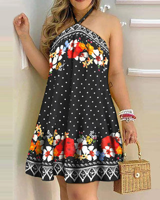 Robe dos nu dos nu à imprimé floral à pois