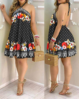 Robe dos nu dos nu à imprimé floral à pois