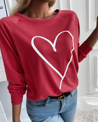 Haut à manches longues à imprimé cœur