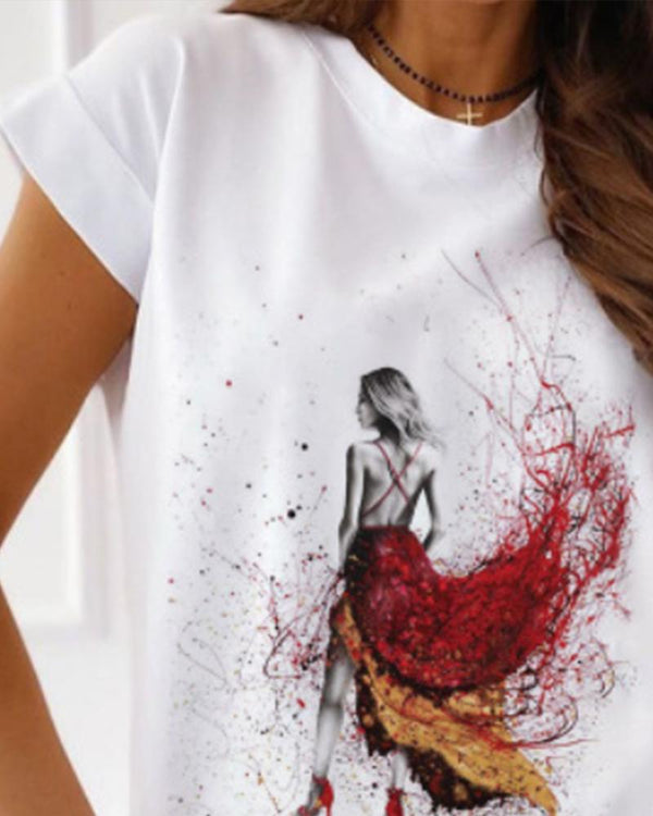 Manches courtes à imprimé ballet d'encre