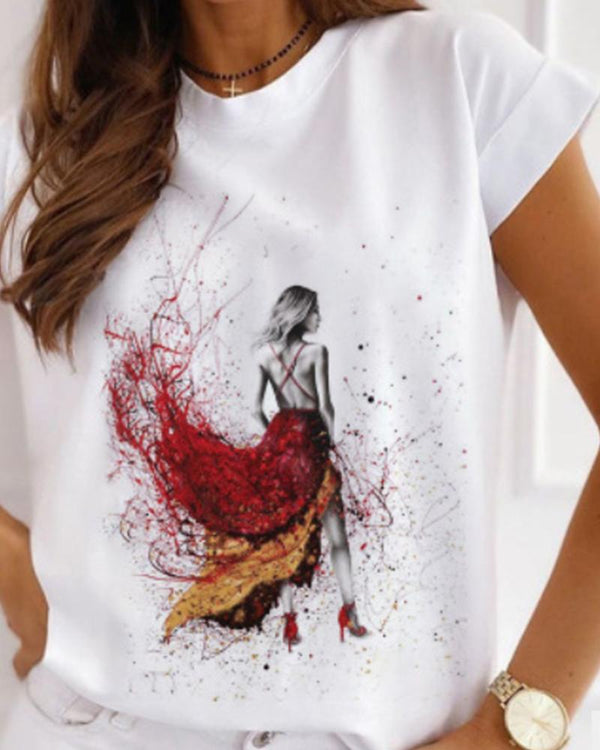 Manches courtes à imprimé ballet d'encre