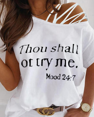 T-shirt découpé à lacets et imprimé lettre