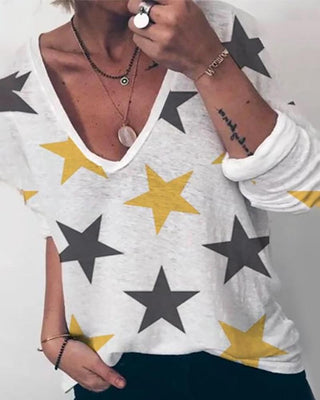 Haut décontracté à manches longues et imprimé étoiles